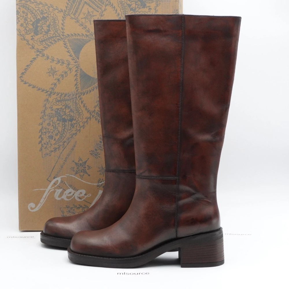 NEW Free People Dana Distressed Pull-On Leather Boots Womens OB2261418